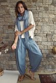 Annie Cushion Cotton Cuff Barrel Pant Denim